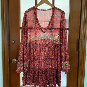 Floral Sheer Dress with Sequin Details